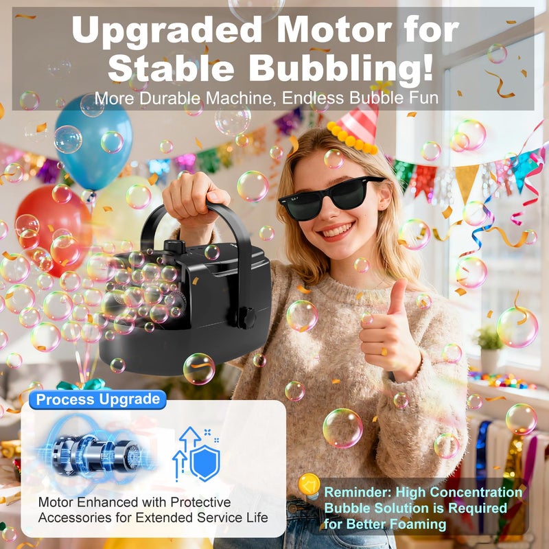 Zerhunt Bubble Machine Durable Automatic Bubble Blower, 18000+ Big Bubbles Per Minute Bubbles for Kids Toddlers Bubble Maker Operated by Plugin or Batteries Bubble Toys for Indoor Outdoor Birthday Party - Image 4